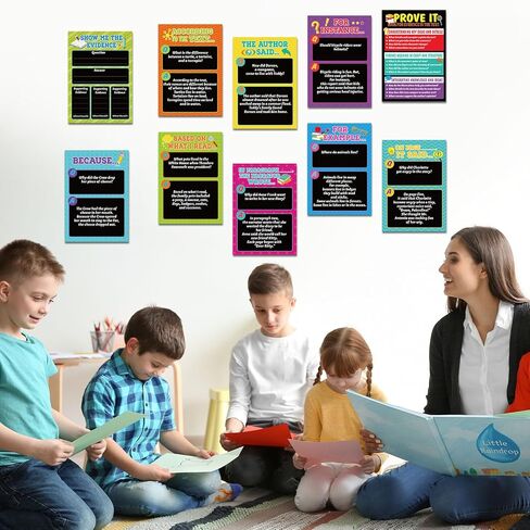 Pajean 10 PCS ملصقات القراءة والكتابة الملونة 11 × 16 بوصة القراءة القائمة على الأدلة والكتابة مجموعة ملصقات ELA Decor in Saudi Arabia