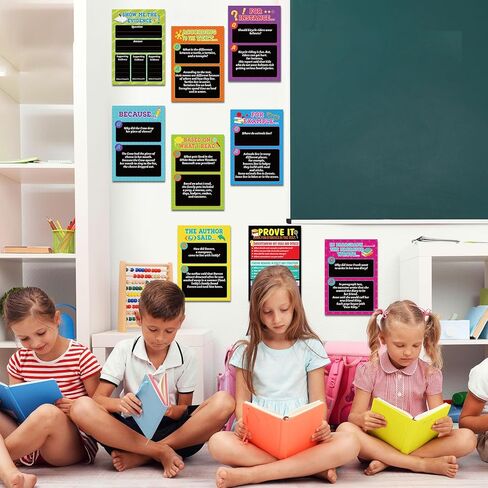 Pajean 10 PCS ملصقات القراءة والكتابة الملونة 11 × 16 بوصة القراءة القائمة على الأدلة والكتابة مجموعة ملصقات ELA Decor in Saudi Arabia