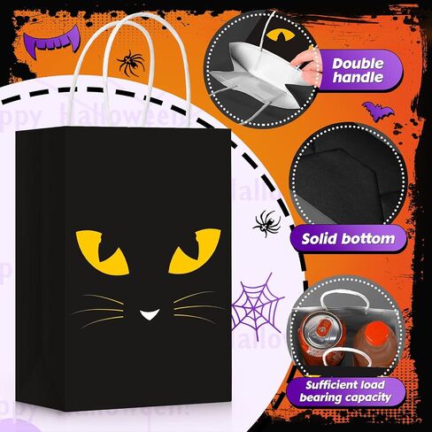 24 Pcs Halloween Treat Bags Halloween Paper Gift Bags with Handles Candy Bags Goodie Bags for Holiday Treats Snacks Kids Halloween Party Favors Supplies (Vivid Style) in Saudi Arabia