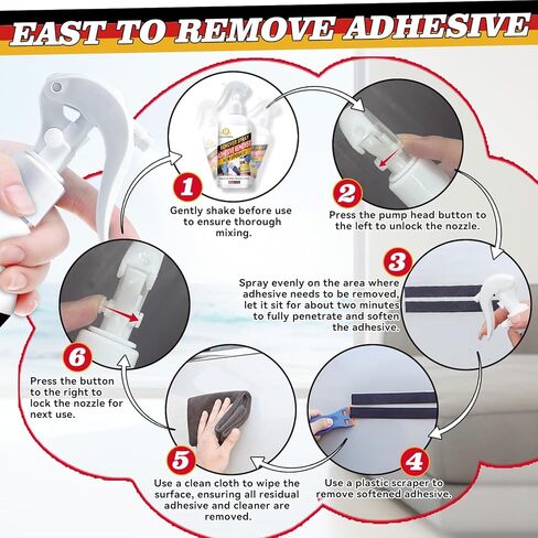 Adhesive Remover, Surface-Safe Glue Remover with Plastic Scraper, Sticker Remover for Easy Removal of Stickers, Labels, Decals, Tape Residue (1, Red) in Kuwait