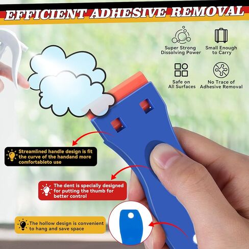 Adhesive Remover, Surface-Safe Glue Remover with Plastic Scraper, Sticker Remover for Easy Removal of Stickers, Labels, Decals, Tape Residue (1, Red) in Kuwait