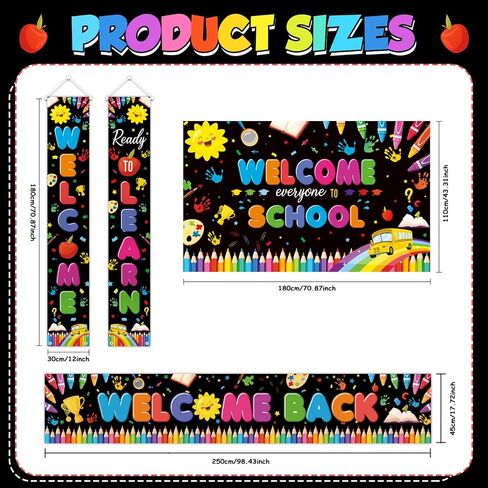 AIBIIN 4Pcs Back to School Banner Decorations, Welcome Back Ready to Learn Proch Sign Backdrop for Pre School Kindergarten Primary Classroom Party Decorations in Saudi Arabia