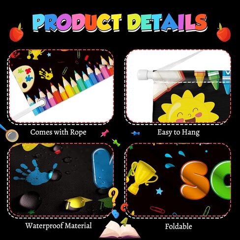 AIBIIN 4Pcs Back to School Banner Decorations, Welcome Back Ready to Learn Proch Sign Backdrop for Pre School Kindergarten Primary Classroom Party Decorations in Saudi Arabia