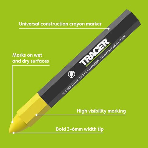 TRACER Construction Lumber Crayon Markers, Pack of 12 - Black. 12 x Black Multi Surface Marking Crayons in Saudi Arabia