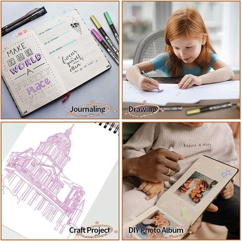 Aen Art Double Line Markers Outline Pens, Squiggles Shimmer Outline Marker Set, 16 Colors Doodle Shimmer Pen for Drawing, Making Card, Craft Project in Saudi Arabia
