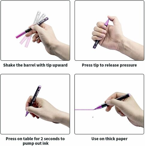 Aen Art Double Line Markers Outline Pens, Squiggles Shimmer Outline Marker Set, 16 Colors Doodle Shimmer Pen for Drawing, Making Card, Craft Project in Saudi Arabia