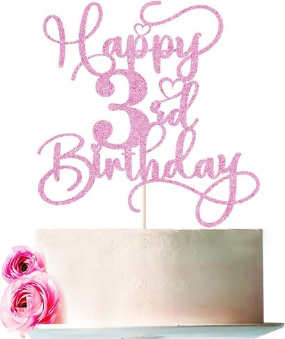 Pink Happy 18th Birthday Cake Topper 1pcs Glitter Cake Topper for eighteen Birthday/Anniversary Theme Party Cake Decorations Supplies in Saudi Arabia