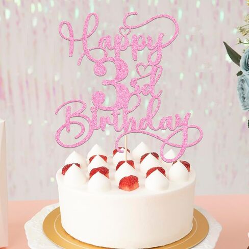 Pink Happy 18th Birthday Cake Topper 1pcs Glitter Cake Topper for eighteen Birthday/Anniversary Theme Party Cake Decorations Supplies in Saudi Arabia