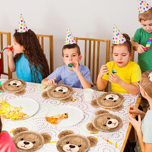 48PCS Bear Shaped Paper Plates Brown Bear Party Supplies We Can Bearly Wait Baby Shower Tableware Brown Theme Dessert Plates for Boys Girls Birthday Baby Shower Gender Reveal Party Decoration in Saudi Arabia