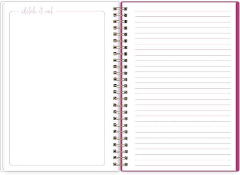 Blue Sky Good Vibes Notebook, 160 Lined And Perforated Pages, 5.75" x 8.5", Gold Durable Twin Wire Binding, Flexible Glitter Shaker Cover, Party Dots Pink in Saudi Arabia