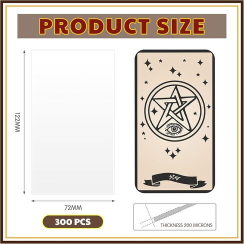 MAITYS 300 Pack Clear Card Card Sleeves (72 × 122 مم) 200μm سميكة ، غير متوافقة مع بطاقات لعبة TCG & Board in Kuwait