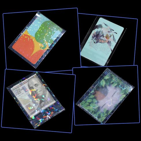 200pcs Laser Photocard Sleeves, Holographic Flashing Photo Card Sleeve, 2.56x3.54in PVC Free Acid Free Overlay Laminating Self Adhesive Film Photocard Idol Bank Trading Cards ID Door Protector in Saudi Arabia