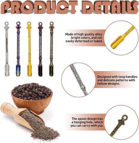 10 Pcs Mini Spoons Metal Tiny Spoon Set for Home Kitchen Spices, Necklace Charms Pendants DIY Craft Making in Saudi Arabia
