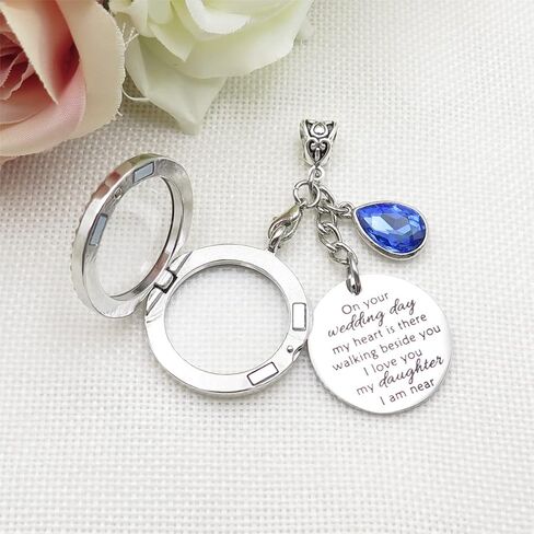 IDLAN Wedding Bouquet Locket Charm - Rhinestone Photo Memorial Bridal Bouquet Keepsake - Something Blue in Saudi Arabia