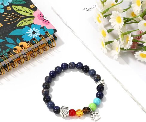 Memorial Bracelet for Dog Cat Loss, Paw Print Rainbow Bracelet with Card Pet Bridge Loss Sympathy Remembrance Gift Grieving Pet Owners Dog Memory Jewelry Gifts in Saudi Arabia