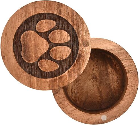 جرة الكلب acacia wood dog urn للرماد المصنوع يدويًا - الكفوف المنحوتة حرق جرة للحيوانات الأليفة للكلاب مربع خشبي التذكار (3.5 "× 3.5" × 2.5 ") in Saudi Arabia