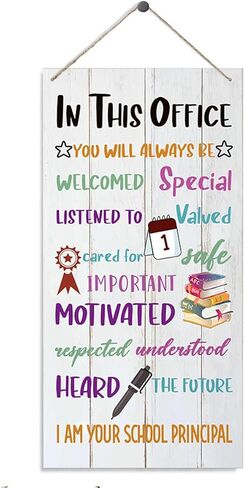 علامات ديكور المكتب الرئيسي، علامة حائط ملهمة، لوحة خشبية معلقة للديكور، زخرفة للمكتب الرئيسي للمدرسة، شماعة باب ريفية، هدية نهاية العام، هدية شكرًا لك على المبدأ in Kuwait