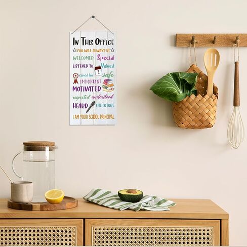 علامات ديكور المكتب الرئيسي، علامة حائط ملهمة، لوحة خشبية معلقة للديكور، زخرفة للمكتب الرئيسي للمدرسة، شماعة باب ريفية، هدية نهاية العام، هدية شكرًا لك على المبدأ in Kuwait