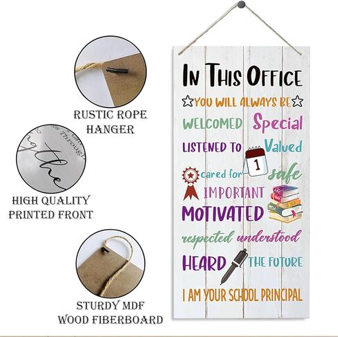 علامات ديكور المكتب الرئيسي، علامة حائط ملهمة، لوحة خشبية معلقة للديكور، زخرفة للمكتب الرئيسي للمدرسة، شماعة باب ريفية، هدية نهاية العام، هدية شكرًا لك على المبدأ in Kuwait