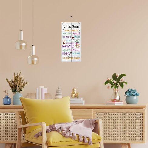 علامات ديكور المكتب الرئيسي، علامة حائط ملهمة، لوحة خشبية معلقة للديكور، زخرفة للمكتب الرئيسي للمدرسة، شماعة باب ريفية، هدية نهاية العام، هدية شكرًا لك على المبدأ in Kuwait