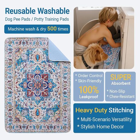 Washable Pee Pads for Dogs, 2 Pack Reusable Puppy Pads 48"x36", Washable Waterproof Large Dog Bed Pad, Super Absorbent & Leakproof Reusable Pee Pad for Whelping Training and Nursing Supplies in Saudi Arabia