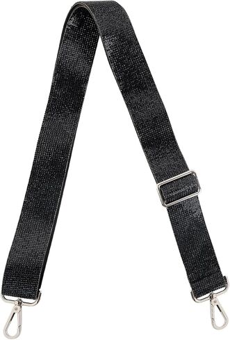 Framendino, 1 Pack Rhinestone Adjustable Purse Straps 1.5 Inch Wide Shoulder Belt Guitar Style Cross Body Bag Strap Replacement Crystal Handbag for Women (Silver) in Saudi Arabia