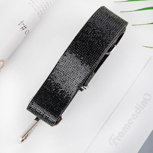 Framendino, 1 Pack Rhinestone Adjustable Purse Straps 1.5 Inch Wide Shoulder Belt Guitar Style Cross Body Bag Strap Replacement Crystal Handbag for Women (Silver) in Saudi Arabia