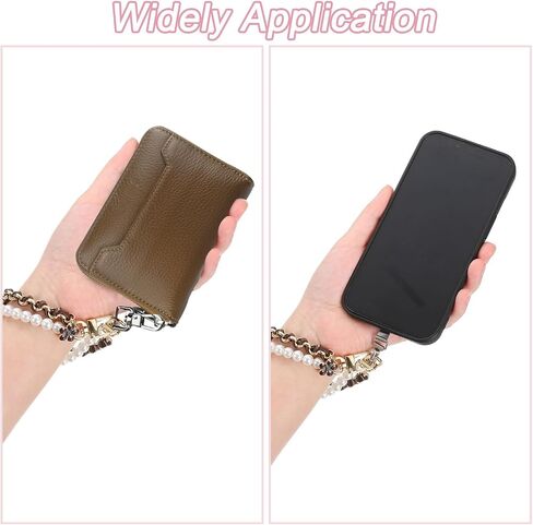 Uxcell 10.2 "Pearl Pres Double Chain ، سلسلة موسع المحفظة المعدنية ، مقبض الجلود PU استبدال سلسلة ، معصم سلسلة المحفظ in Saudi Arabia