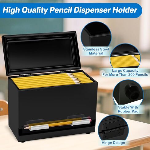 SpringFlower Pencil Dispenser for Classroom, Stainless Steel Pencil Dispenser Holder, Pencils Holder Organization Storage Teacher Supplies, Classroom Office Back to School Supplies, Silver in Saudi Arabia
