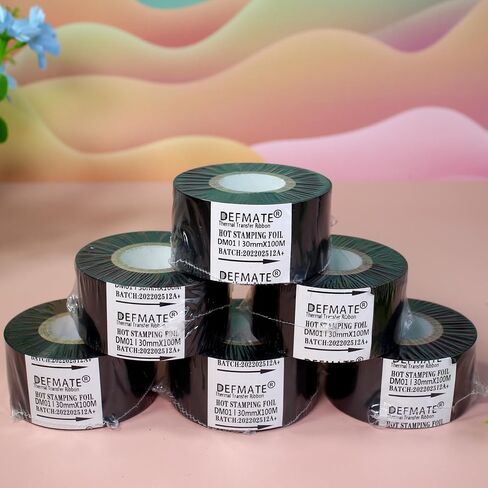 Date Coding Foil/Ribbon, 1.18'' x 328' (30mm x 100m) Black Thermal Transfer Hot Stamping Ribbon/Foil, Black Color Ribbon for Coding Machine (Black-12Pcs) in Kuwait