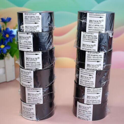 Date Coding Foil/Ribbon, 1.18'' x 328' (30mm x 100m) Black Thermal Transfer Hot Stamping Ribbon/Foil, Black Color Ribbon for Coding Machine (Black-12Pcs) in Kuwait