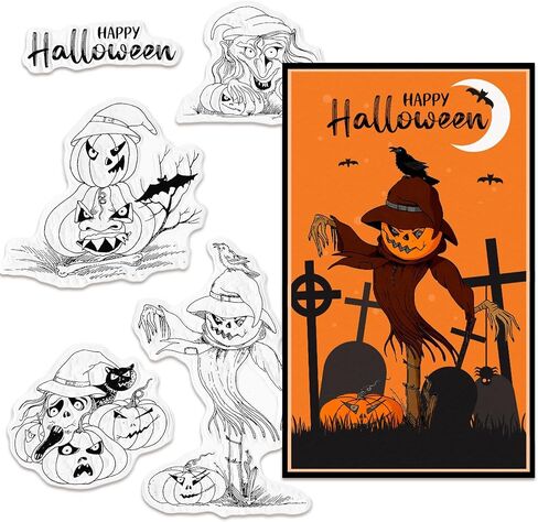 Abtols Halloween Black Cats Clear Clear For Card Making Scrapbooking Decortings Diy ، Words Bat Spider Web Web Silicone Seal Stamps for Encorsing Album Crafts in Saudi Arabia