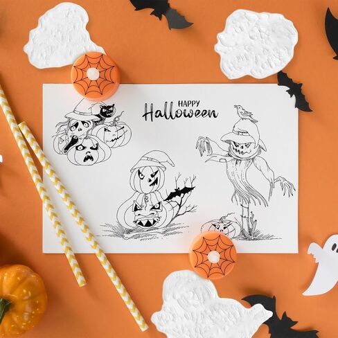 Abtols Halloween Black Cats Clear Clear For Card Making Scrapbooking Decortings Diy ، Words Bat Spider Web Web Silicone Seal Stamps for Encorsing Album Crafts in Saudi Arabia