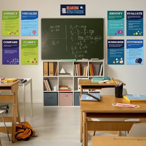 Outus 13 Pcs Reading Strategies Posters Classroom Decorations Reading Bulletin Board Posters Elementary Educational Wall Prints Library Decor for Middle High Schools Teacher Supplies (Composition) in Saudi Arabia