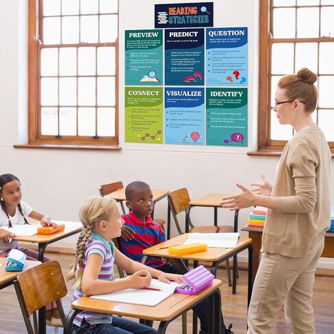 Outus 13 Pcs Reading Strategies Posters Classroom Decorations Reading Bulletin Board Posters Elementary Educational Wall Prints Library Decor for Middle High Schools Teacher Supplies (Composition) in Saudi Arabia