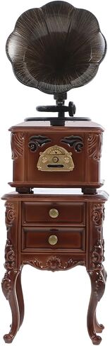 LOGOFUN Miniature Retro Phonograph Set Mini Retro Gramophone with Sound for Dollhouse Home Desktop Collectible Cabinet Decor - 1.7 * 1.3 & 2.3 * 1.1in in Saudi Arabia