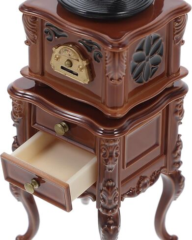 LOGOFUN Miniature Retro Phonograph Set Mini Retro Gramophone with Sound for Dollhouse Home Desktop Collectible Cabinet Decor - 1.7 * 1.3 & 2.3 * 1.1in in Saudi Arabia