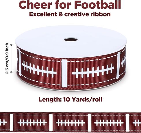 Football Laces Wired Ribbon, 10 Yards for Bows Wreaths Crafts Decor Gift Wrapping Sports Party Decorations Brown White in Saudi Arabia