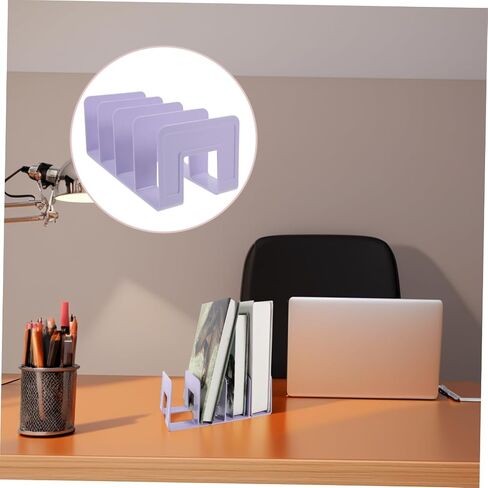 NUOBESTION 4-SCECED DESCE DESK Organizer Rack Blastic Boxitends for Books Heavy Non-Slip Magazine Holder for Office and Home Use File Storage Storage Separator for Boys and Girls Relves in Saudi Arabia