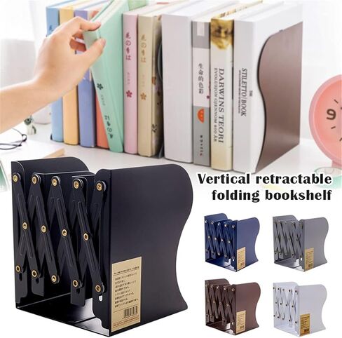 Retractable Shelves Book Support Stand Adjustable Bookshelf Desk Organizer Office Accessories(Black) in Saudi Arabia