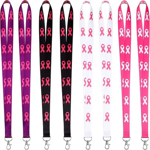 24 قطعة توعية بسرطان الثدي ، توعية الشريط الزمني الوردي بالنساء من أجل شارات الهوية ، كيس الهاتف المفتاح (الوردي ، الأسود ، الأبيض ، الأرجواني) in Saudi Arabia