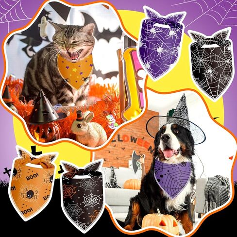 Frienda 30 Pieces Halloween Dog Bandanas Bulk Pumpkin Bandanas for Dogs Soft Kerchief Set Bibs Triangle Doggie Scarf for Small Medium Large Pets Halloween Party Decoration in Saudi Arabia