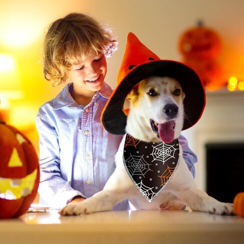 Frienda 30 Pieces Halloween Dog Bandanas Bulk Pumpkin Bandanas for Dogs Soft Kerchief Set Bibs Triangle Doggie Scarf for Small Medium Large Pets Halloween Party Decoration in Saudi Arabia