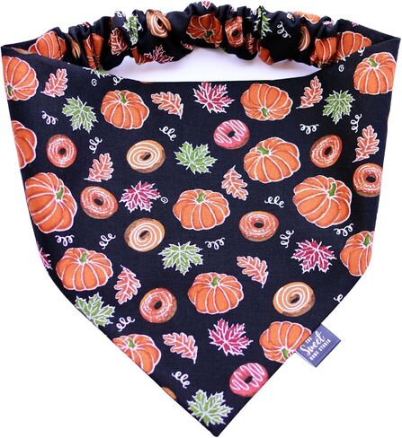 Fall Scrunchie Dog Bandana, Handmade Halloween, Thanksgiving, Harvest Pet Neckerchief, Dog & Cat Accessory, Perfect Autumn Photo Prop, Gift for Dog (Mushrooms and Sunflowers, Large) in Kuwait