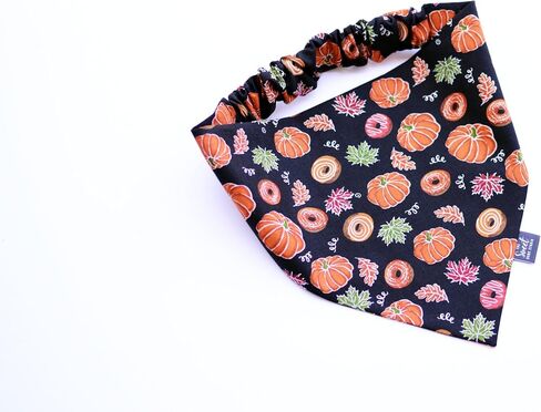 Fall Scrunchie Dog Bandana, Handmade Halloween, Thanksgiving, Harvest Pet Neckerchief, Dog & Cat Accessory, Perfect Autumn Photo Prop, Gift for Dog (Mushrooms and Sunflowers, Large) in Kuwait