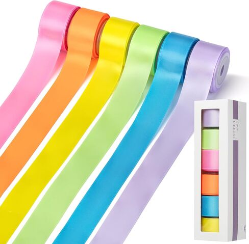 Mr. Pen- Satin Ribbon, 6 Rolls, 1 Inch, 5 Yards/Roll, Colorful Satin Ribbon 1 Inch in Saudi Arabia