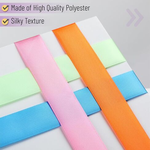 Mr. Pen- Satin Ribbon, 6 Rolls, 1 Inch, 5 Yards/Roll, Colorful Satin Ribbon 1 Inch in Saudi Arabia