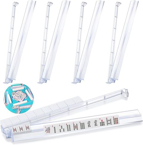 4pcs رفوف Mahjong مع دافعين ، رفوف البلاط Acrylic American Majiang ، يستورد رفوف Mahjong الحديثة مع دافعات مدمجة (أبيض) in Saudi Arabia