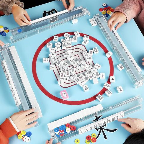 4pcs رفوف Mahjong مع دافعين ، رفوف البلاط Acrylic American Majiang ، يستورد رفوف Mahjong الحديثة مع دافعات مدمجة (أبيض) in Saudi Arabia