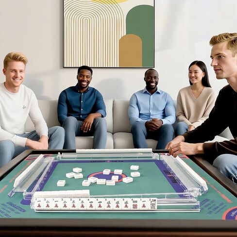 4pcs رفوف Mahjong مع دافعين ، رفوف البلاط Acrylic American Majiang ، يستورد رفوف Mahjong الحديثة مع دافعات مدمجة (أبيض) in Saudi Arabia